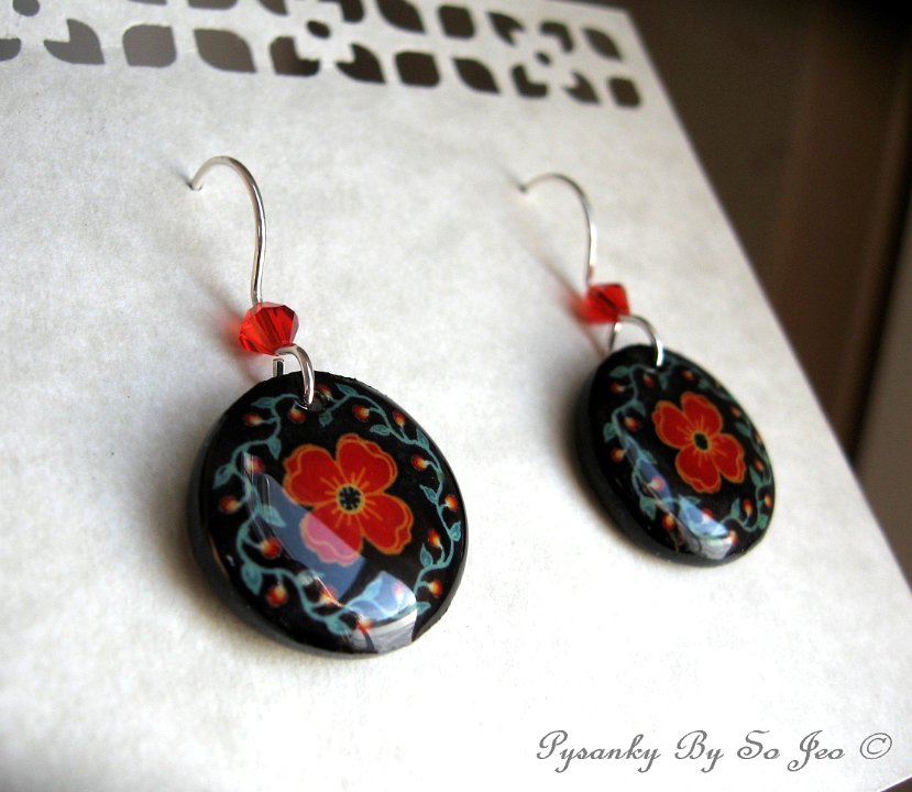 Red Poppies Earrings Pysanky By So Jeo